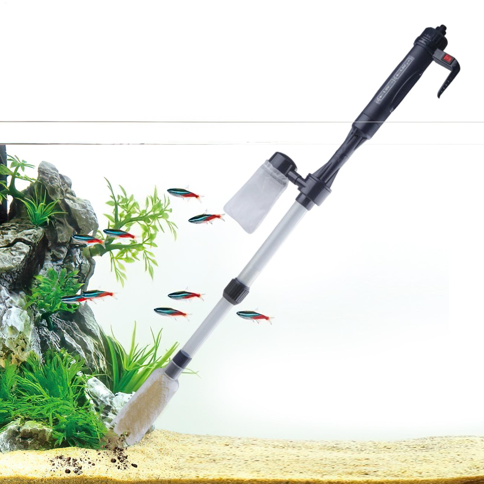 Marine Aquarium Reactors - Aquariumstofzuiger, verstelbaar telescopisch USB-aquariumwaterverversingspompsysteem, aquariumsubstraatreiniger, visbakreinigingsgereedschap
