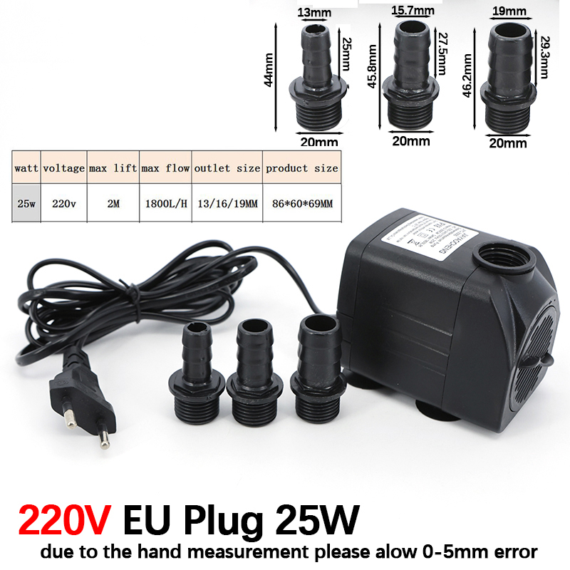 AC 220V 16W 25W Dompelpomp Lig - Marine Aquarium Equipment recensie en prijs